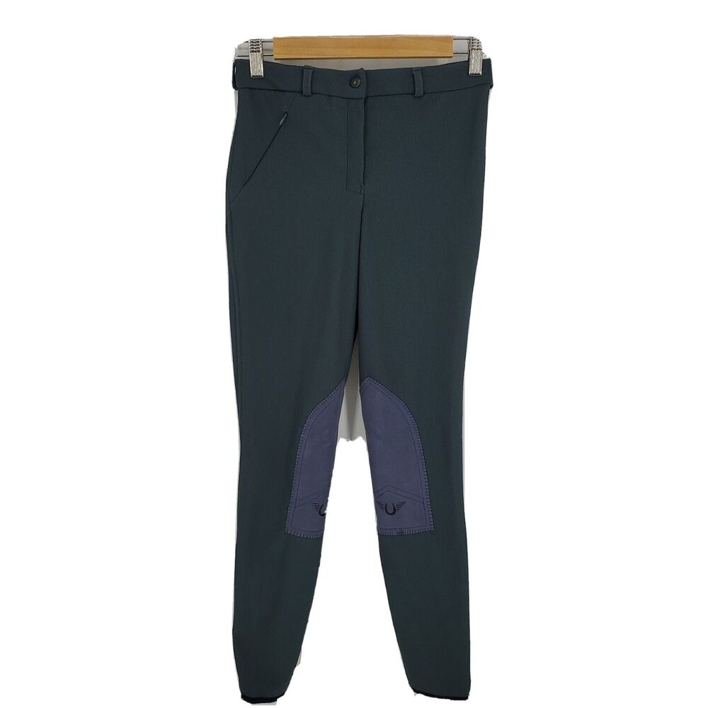 Tuffrider Womens Riding Breeches Knee Patches Ribbed Smoke Size 26x29